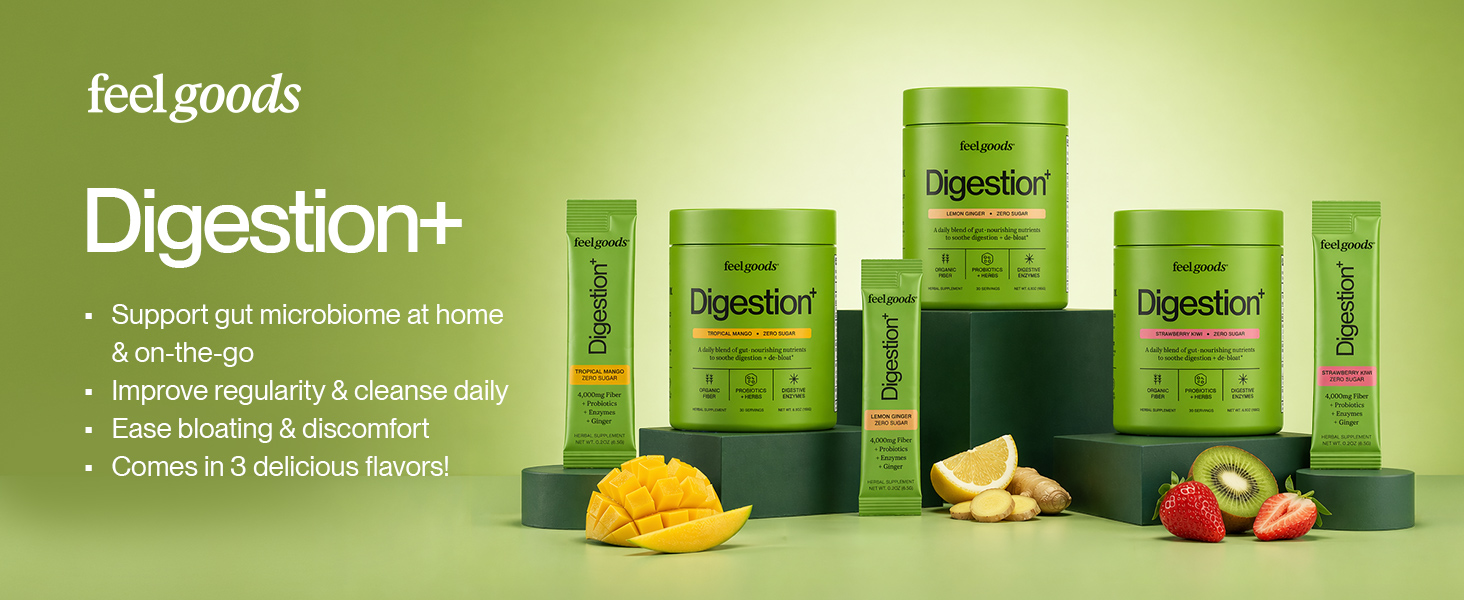 Feel Goods Digestion+ Gut Health Organic Fiber & Probiotic Powder Drink Mix