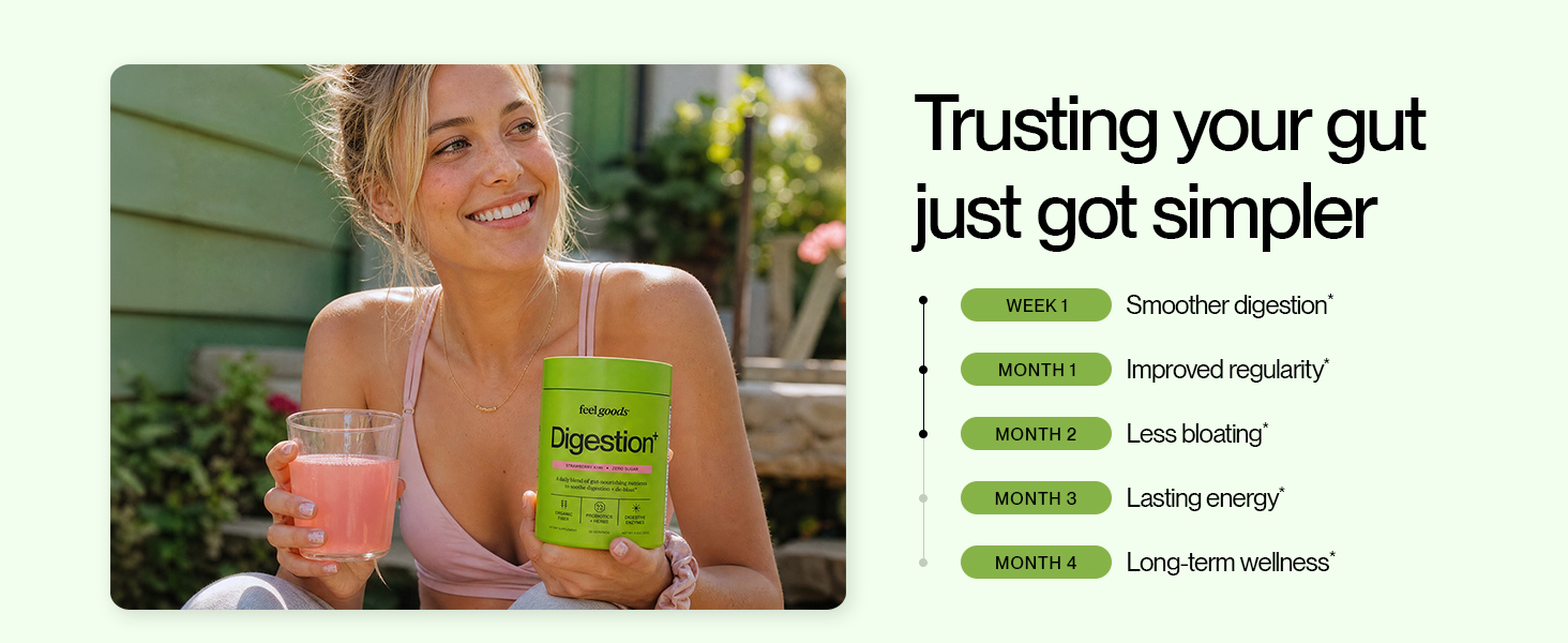 Feel Goods Digestion+ Gut Health Organic Fiber & Probiotic Powder Drink Mix