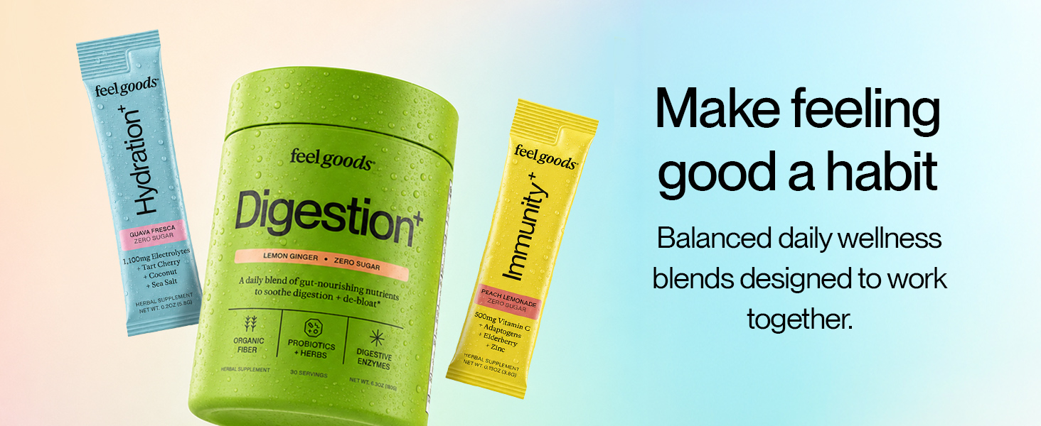 Feel Goods Digestion+ Gut Health Organic Fiber & Probiotic Powder Drink Mix