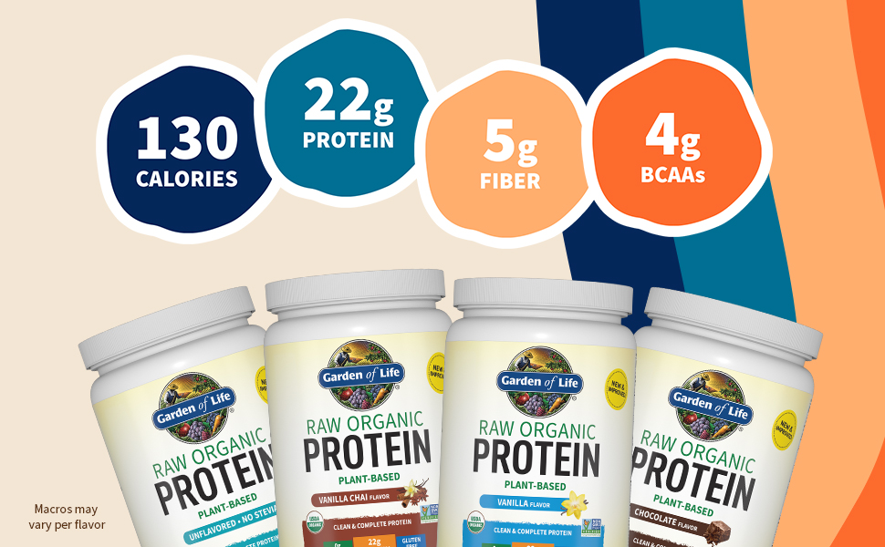 Garden of Life Raw Organic Protein Powder, Vegan, Vanilla, 20 Servings