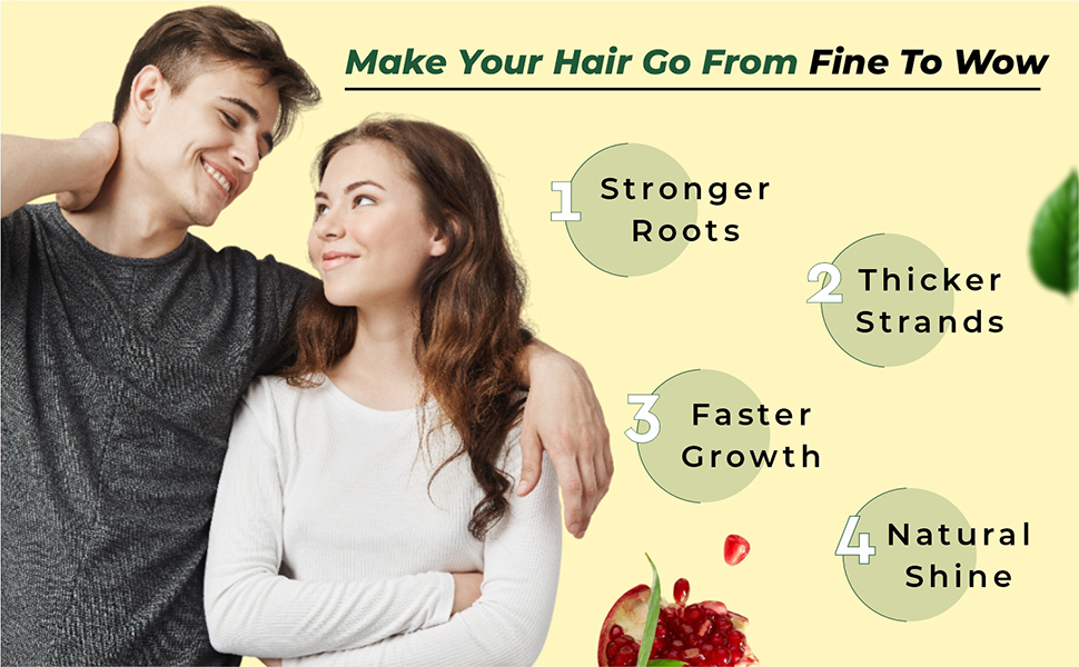 Cureveda Hair Bioten Grow Plant Based Biotin 10000 mcg Powder Supplement for Men & Women | Healthy Scalp and Hair Growth, No Added Sugar, Natural Pomegranate Flavour 30 Sachets
