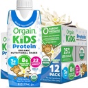 Orgain Organic Kids Nutritional Protein Shake, Vanilla, Healthy Kids Snacks, 8g Dairy Protein, 3g Fiber, 22 Vitaminok és Ásványok, Nincs szója összetevők, Gluten Free, Non-GMO, 8.25 Fl Oz (12-es csomag)