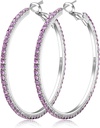 925 Sterling Silber Ohrringe große Strass Ohrringe große Cubic Zirkonia Hoop Ohrringe Dünne Strass Runde Ohrringe für Frauen 20/30/40/50/60/70mm Sparkly Hoops mit Kristallen für Damen