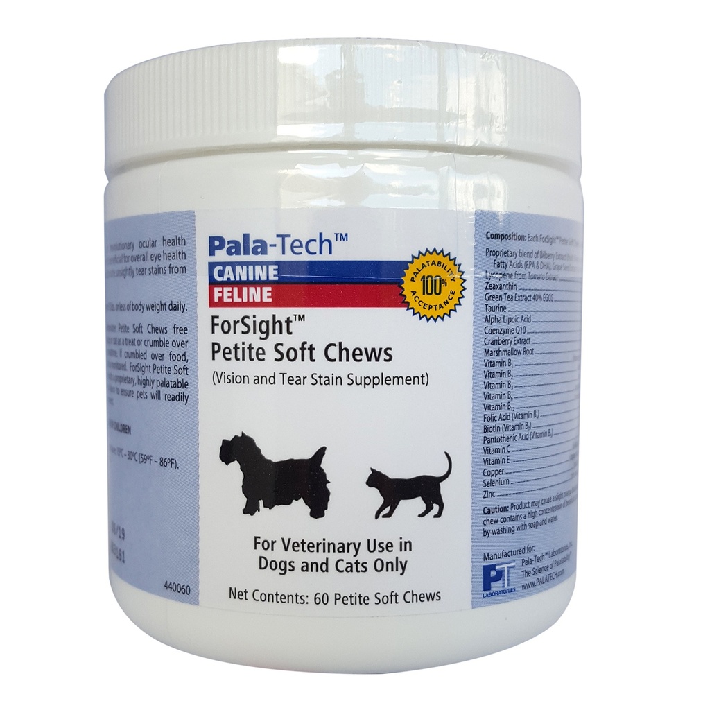 PalaTech kutya / Feline Forsight Petite Soft Chews - Könnyes Sear Sajtok kutyáknak - Kutyaszemkiegészítés - Támogatja a szem egészségét - Tökéletes macska és kutya szemfertőzés kezelésére