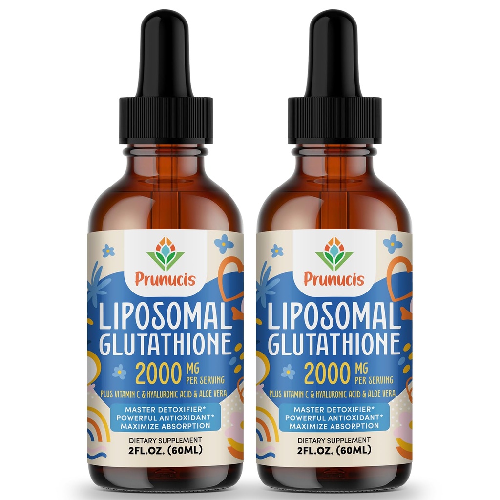 2000MG Liposomal Glutathione Liquid, 98% Absorption, Active Form L- Glutathione Supplement, Vegan Friendly, Powerful Antioxidant Complex for Immune System, Aging Defense, Detox, 4 FLOZ
