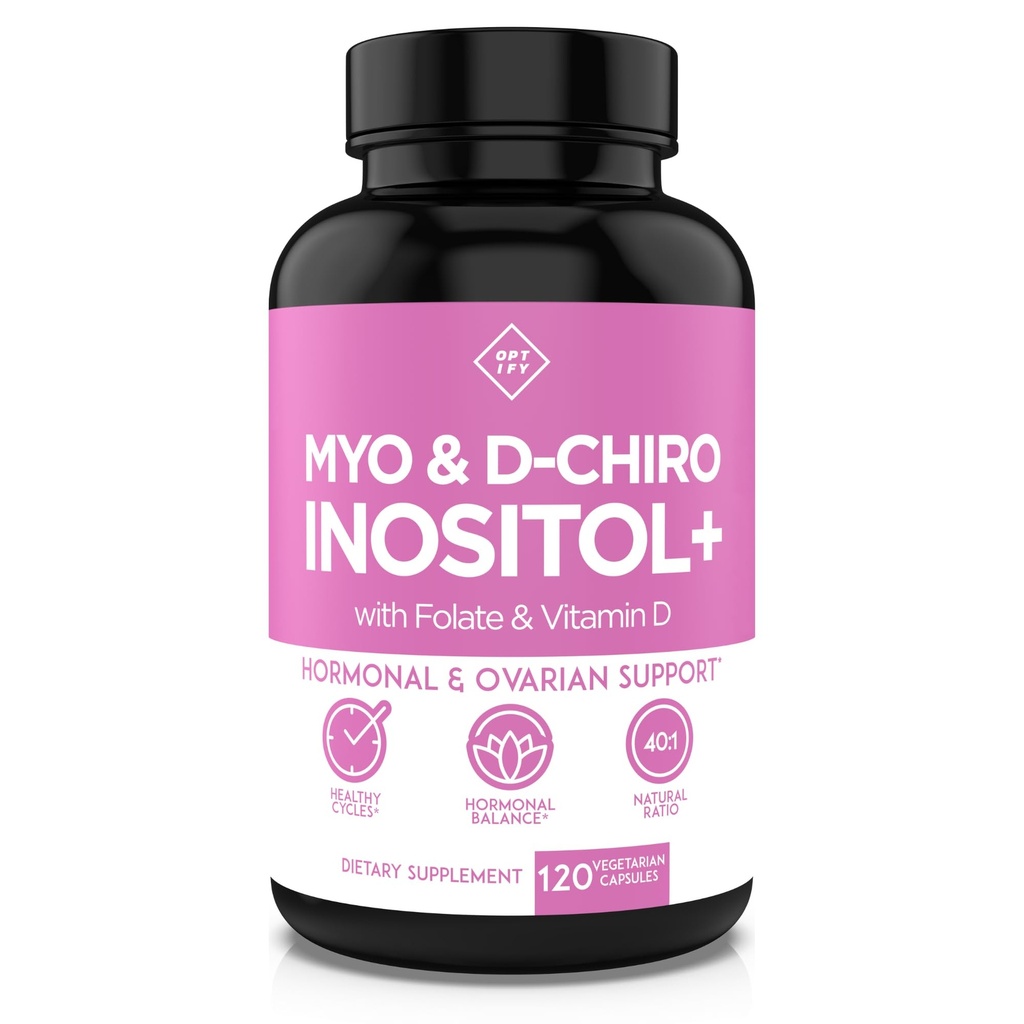 Optify Myo-Inositol & D-Chiro Inositol Ergänzung für Frauen – 40:1 Ratio Plus Folat und Vitamin D – Unterstützt gesunde Hormongleichgewicht, Regelmäßige Zyklen, & Ovarian Gesundheit – 30-tägige Versorgung