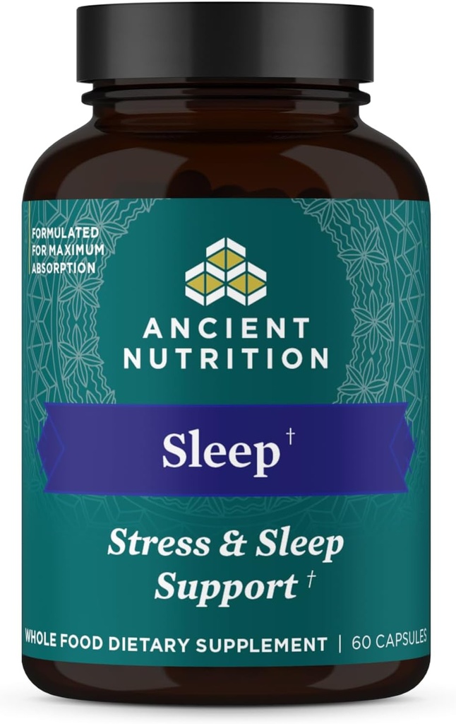 Antike Ernährung Ashwagandha für Schlafunterstützung, für Stress und Schlafunterstützung, fördert Psychische Entspannung, Glutenfrei, Paleo und Keto Friendly, 60 Kapseln