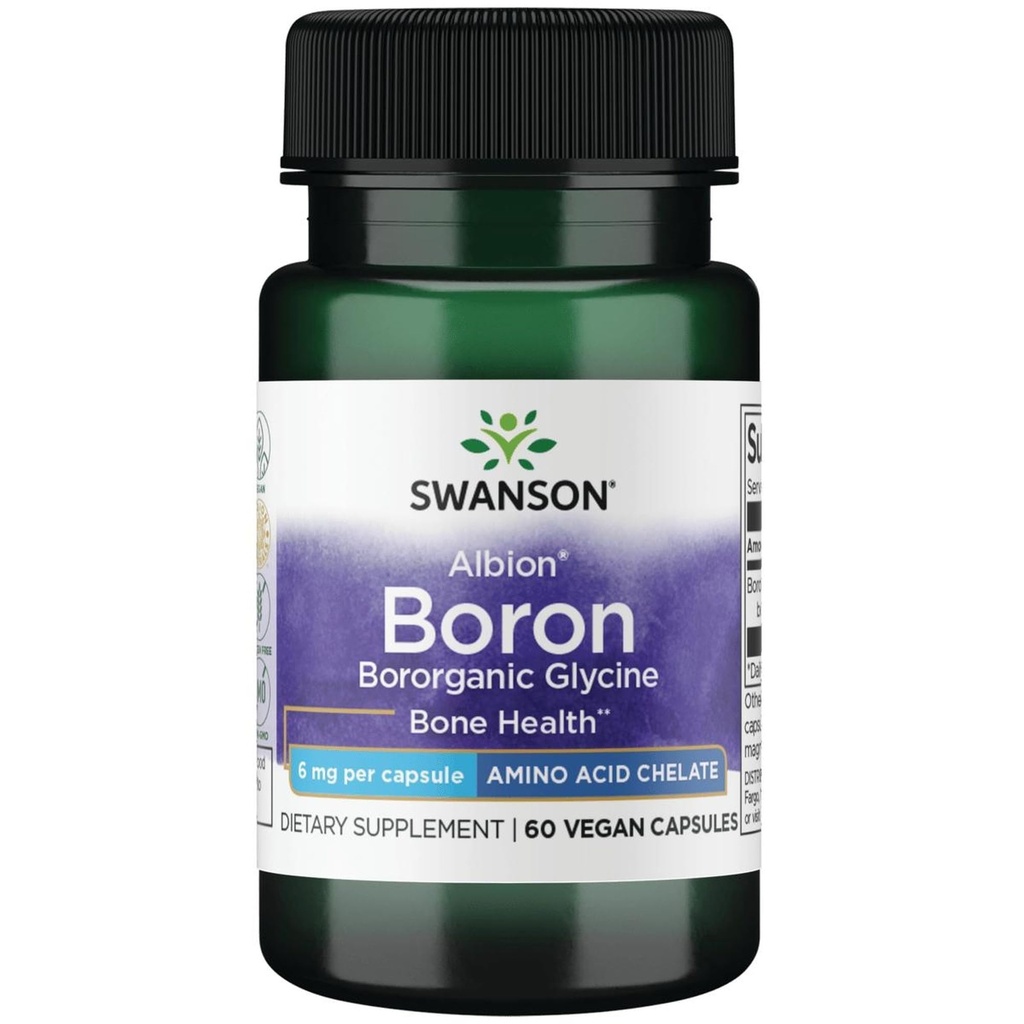 Swanson Boron von Albion - Boroganische Glycin-Ergänzung zur Unterstützung der gemeinsamen Gesundheit und Knochengesundheit - Hohe Absorption Formel Mai Unterstützung Gesamt Balance - (60 Kapseln, 6mg Jeder)