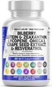 Reinigen Sie Nutra Augenvitamine mit Bilberry Lutein und Zeaxanthin ergänzt Lycopin 40mg Resveratrol Traubensamen Astaxanthin für Augen - Eye Care Health Support Augenvitamin und Mineral Supplement