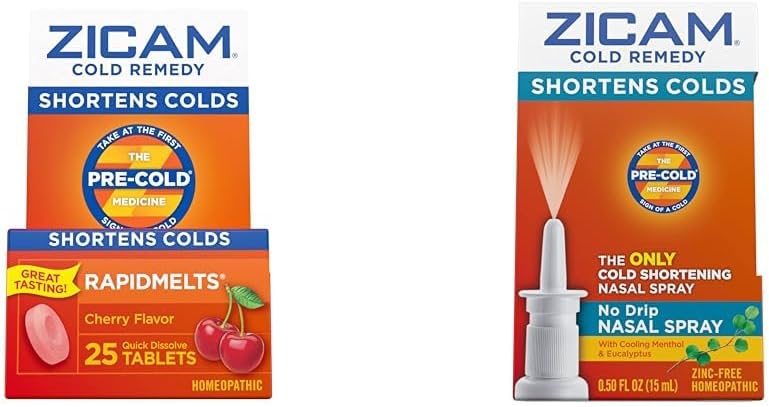 Zicam Cold Remedy, Cherry Rapidmelts (25 Count) és No- Drip Nasal Spray (0,5 Ounce)