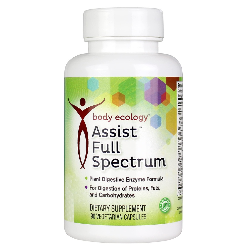 Body Ecology Assist Full Spectrum Enzymes | Pflanzendigestive Enzymergänzung | Gesunde Verdauung und absorbiert Nährstoffe | 90 Vegetarische Zählung