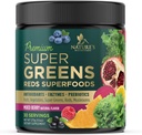 Greens Superfood Pulver-Mischung - Grüne Ergänzungen Mischung für Energie & Gut Gesundheit - Mit Bio Weizen Gras, Spirulina, Chlorella, Verdauungsenzyme Antioxidans & Fiber - Berry Flavor, 30 Portionen