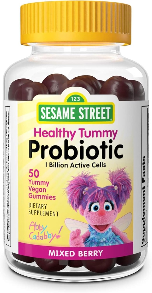Webber Naturals Sesam Street Gesunde Tummy Probiotika für Kinder, 1 Billion aktive Zellen pro Gummy, 50 Gummi, für Verdauungsgesundheit, frei von Gluten, Dairy, Peanut & Gelatin, Vegan