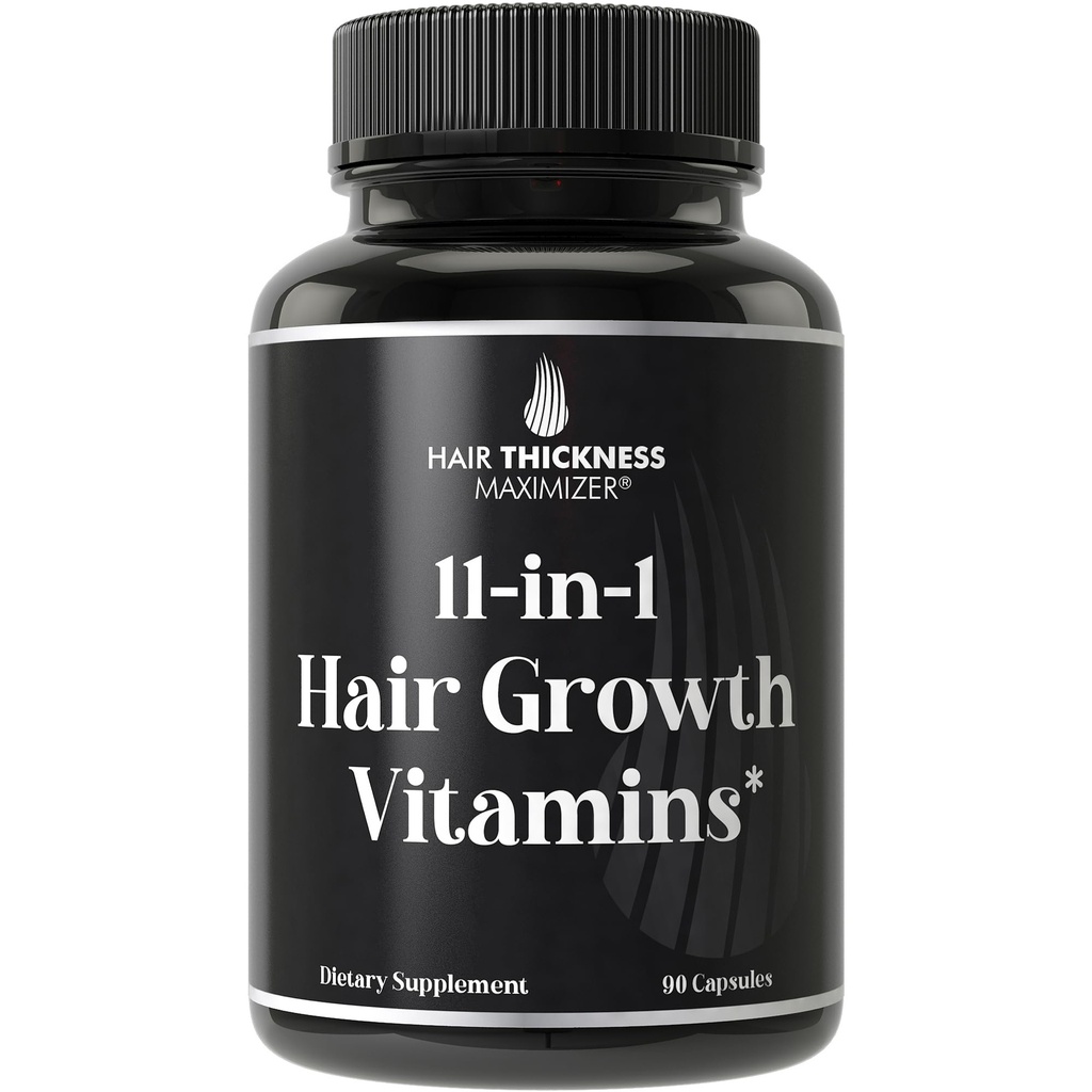 11- in1 Vegan Hair Growth Vitamins for Thinning & Brittle Hair - Advanced Vitamin Complex with 5000mcg Biotin, Pumpkin Seed, Cink. Támogatja Thicker, Healthier- Looking Scalp for Women & Men