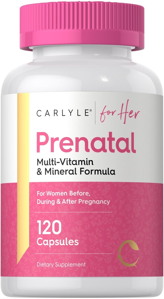 Carlyle Prenatal Vitamins for Women | 120 Capsules | Multivitamin and Mineral Formula with Folic Acid | Non-GMO and Gluten Free Supplement | for Her