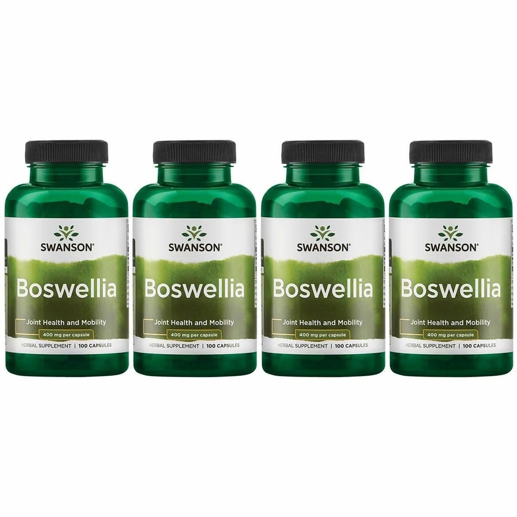 Swanson Boswellia - Kräuter-Ergänzung Gemeinsame Unterstützung fördern - Ayurvedische Kräuter für gemeinsame Flexibilität und Mobilität Unterstützung - Hergestellt mit Boswellia Serrata Resin - (100 Kapseln) (4 Packung)