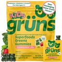 Gruns Multivitamin für Kinder, Super Greens Gummis, Superfood Gummy Bears mit 20+ Vitaminen & Minerals, Spirulina, Chlorella, Prebiotics Fiber for Digestive Health, Adaptogens Supplement, 28 Tage Versorgung