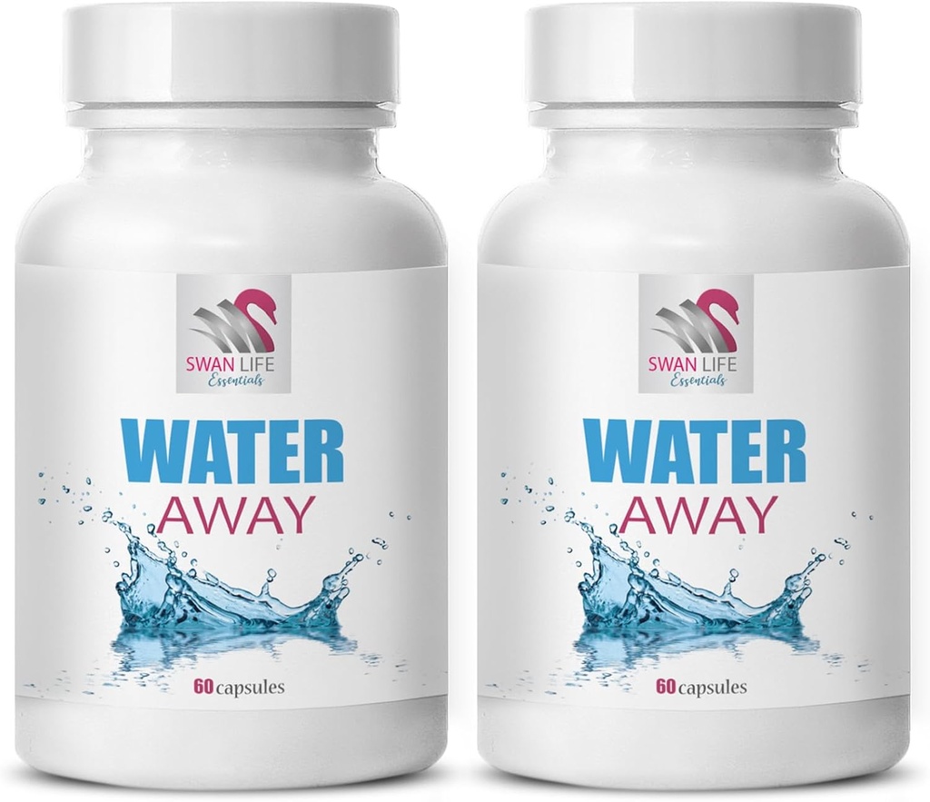 Diuretischer Wasserträger - WATER AWAY - Fluidergänzung, Wellness-Diuretikum, Natürliche Flüssigkeitsunterstützung, Kräuterwaage Unterstützung, Wassermanagement-Ergänzung, Natürliche Diuretika, Wellness 2 Flaschen 120 Kapseln