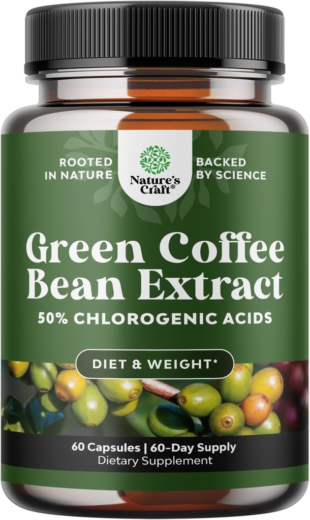 Pure Green Coffee Bean Extract für Gewichtsverlust Pillen - Nahrungsergänzungsmittel zu verbrennen Fett Curb Appetit und Boost Stoffwechsel für Männer und Frauen - Enthält Antioxidantien zu Detox und Cleanse - 750mg Kapseln