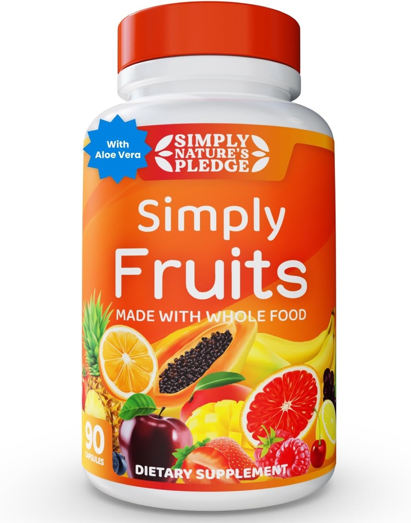 Egyszerűen Nature 's Predge - 90 Gyümölcs kapszula - Készült teljes értékű élelmiszerek Superfoods, csomagolt 25 különböző gyümölcsök - 100% szója ingyenes