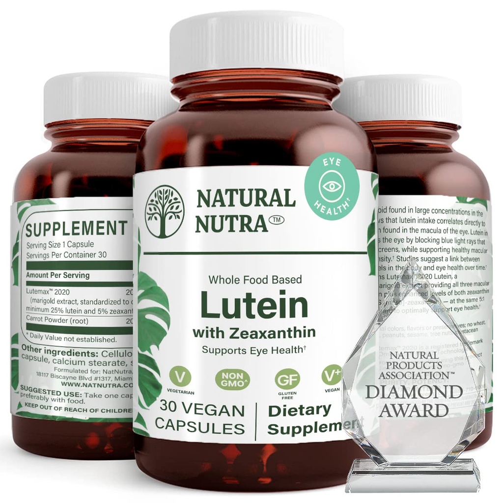Natürliche Nutra Lutein und Zeaxanthin Ergänzung, halten Vision Gesundheit, Schützt Zelle in Augen, Enhance Level von Zeaxanthin & Isomers, unterstützen Augengesundheit, Glutenfrei, Sojafrei, 20mg - 30 Kapseln