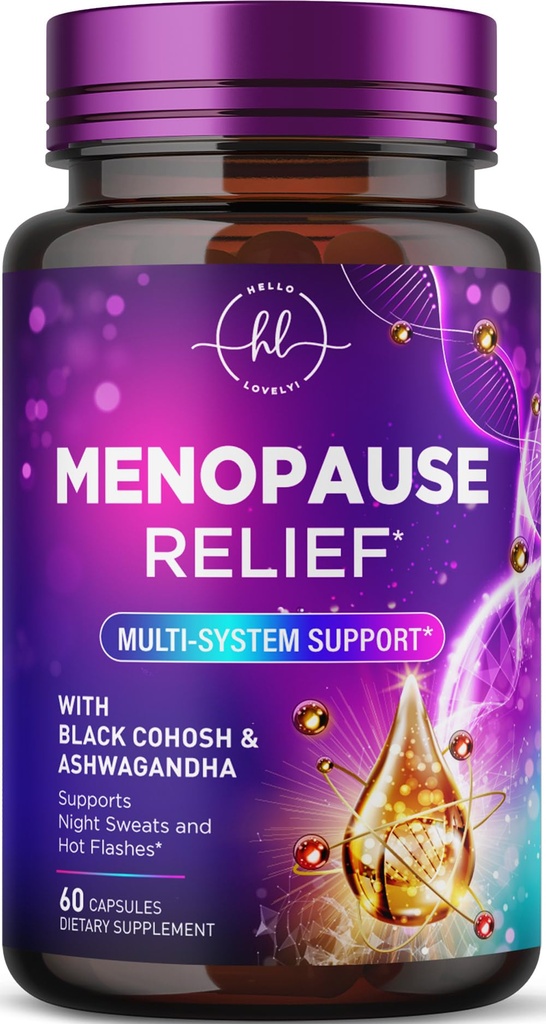 Menopause Ergänzungen für Frauen mit schwarzem Cohosh - Natürlich, Mild Hot Flash, Nacht Sweats & Hormone Unterstützung, Menopause Relief mit Dong Quai, Energie & Balance, Non-GMO & Gluten kostenlos - 60 Kapseln