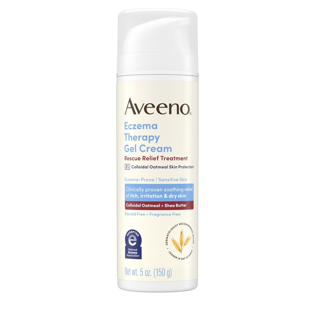 Aveeno Eczema Therapy Rescue Relief Behandlung Gel Creme mit kolloidaler Oatmeal Haut Protektor, Instant Soothes & Cools Itchy Dry Skin Flare-Ups, Steroid & Fragrance Free, 5.0 fl. oz