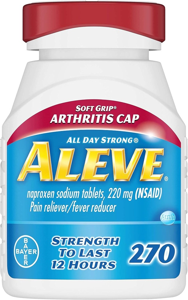 Aleve Soft Grip Arthritis Cap Tabletten, Fast Acting All Day Pain Relief für Kopfschmerzen, Muskeln Erfolge und Fever Reduktion, Naproxen Natrium Kapseln, 220 mg, 270 Count