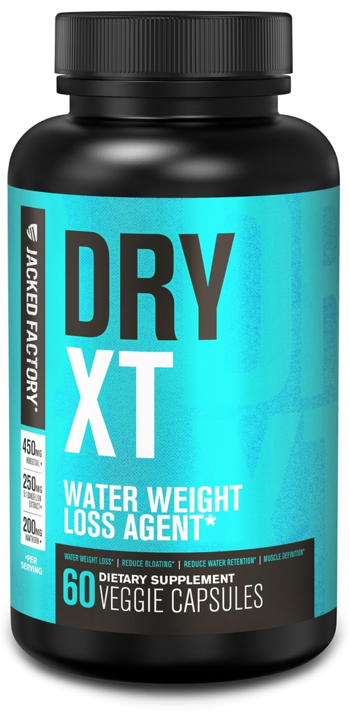 Jacked Factory Dry-XT Diuretic Water Pills - Natürliche Ergänzung | Reduziert Wasserretention & Bloating | Dandelion Root Extract, Kalium, 7 Mehr Leistungsfähige Zutaten - 60 Veggie Kapseln