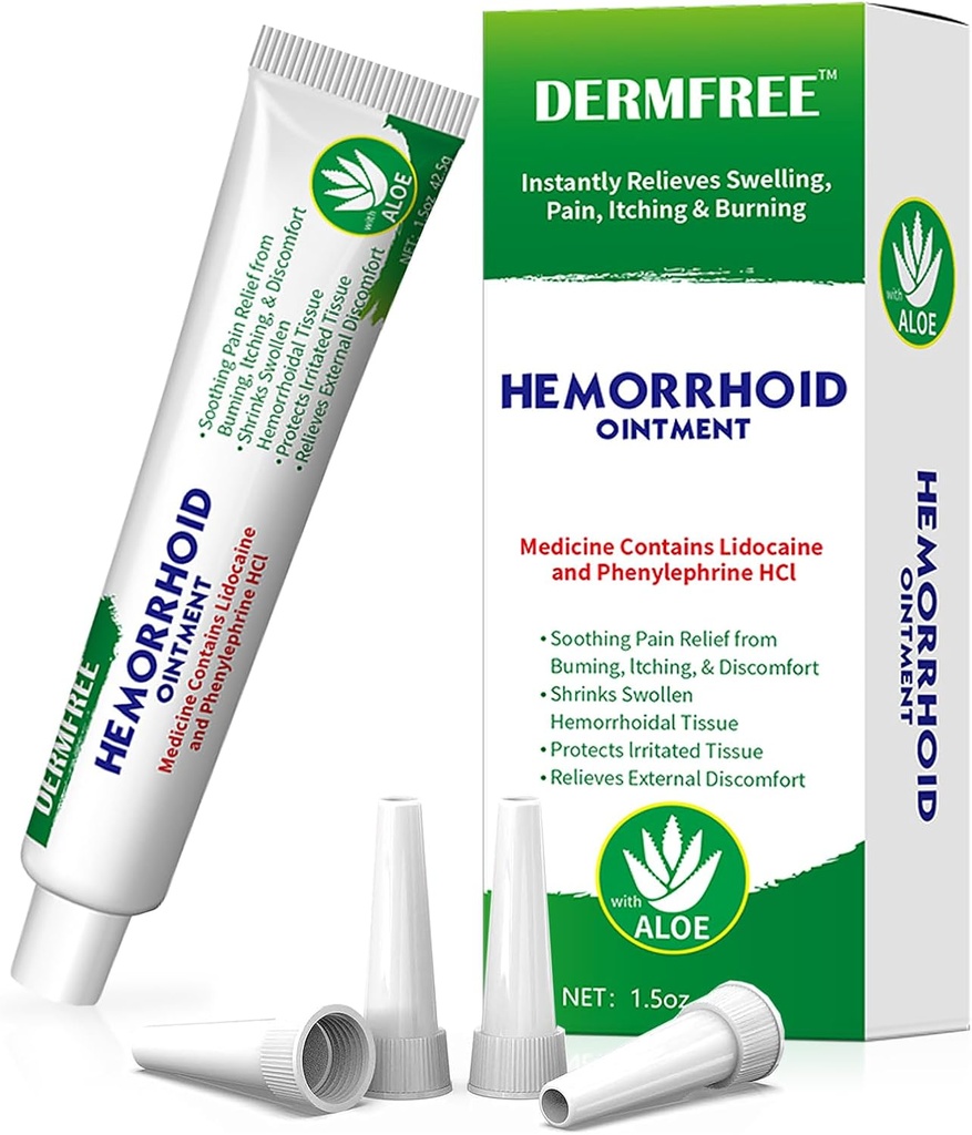 Hämorrhoid-Behandlung, Hämorrhoid-Creme mit Lidocain 4%, Phenylephrin HCl 0,25%, Natürliche Aloe Vera & Borneol-Kühlformel, beruhigende Störungen, Hämorrhoiden-Creme für Frauen, Männer (1,5 OZ)