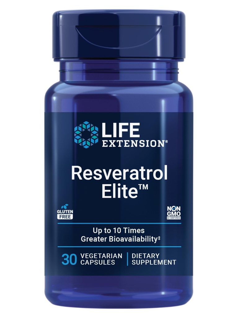 Life Extension Resveratrol Elite, Trans-Resveratrol, Gesunde Alterung, Herz-Kreislauf-Gesundheit, Gehirn-Gesundheit, oxidativen Stress, Glutenfrei, Non-GMO, Vegetarisch, 30 Kapseln
