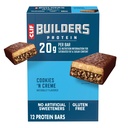 CLIF BUILDERS Protein Bars - Cookie 'n Cream Flavor - 20g Plant Based Protein - Gluten Free - Non-GMO - Alacsony glikémiás - Nincs mesterséges édesítő - 2.4 oz. (12 csomag)