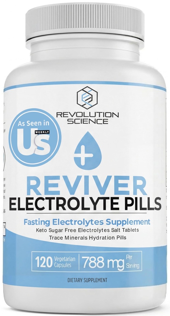 REVIVER Überlegene Absorption Elektrolyt Pillen - Salz Tablets für Läufer & Fasting Elektrolyte Ergänzung, Zuckerfreie Salz Pillen für Hydration, Cramp Defense, Keto Unterstützung 120, Elektrolyt-Kapseln