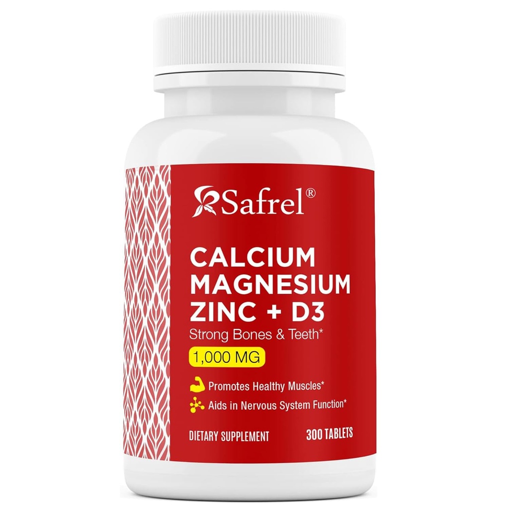 Safrel Kalcium Magnézium Cink D3-vitaminnal, 300 tabletta - Kalcium 1000 mg, Magnézium 400 mg, Cink 20 mg & D3 600 NE szervenként
