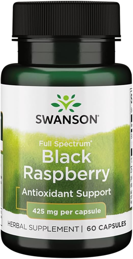 Swanson Black Raspberry - Kräuter-Ergänzung Förderung Gesamt Wellness-Unterstützung - Natürliche Quelle von Flavonoiden & Vitamin C - (60 Kapseln, 425mg Jeder)