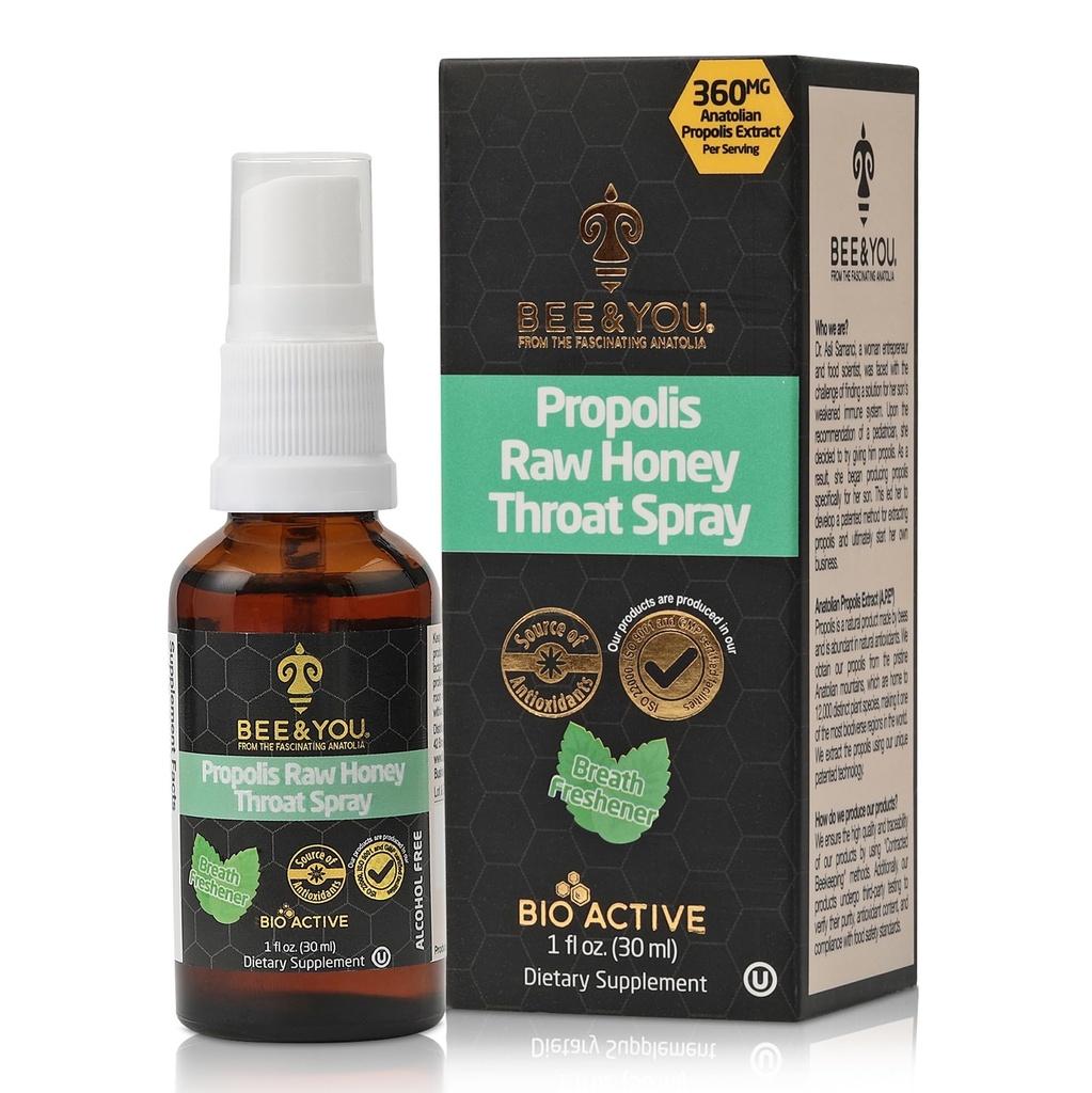 BEE és Ön, 100% tiszta propolisz kivonat, Immuntámogatás, Sore torok Relief, Antioxidánsok, Natural, Keto, Paleo, Gluten- Free Acid 124; 1 FL Oz