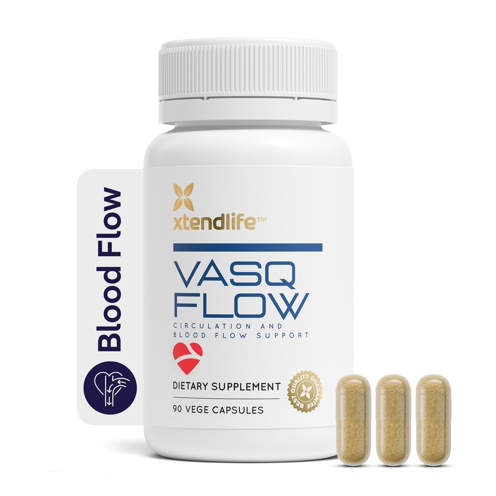 Xtendlife VasQFlow nitrogén-oxid booster - a keringés, véráramlás, szív és izom támogatás - vörös spinach kivonat & érlelt fokhagyma - 1 hónap ellátás (90 gróf)