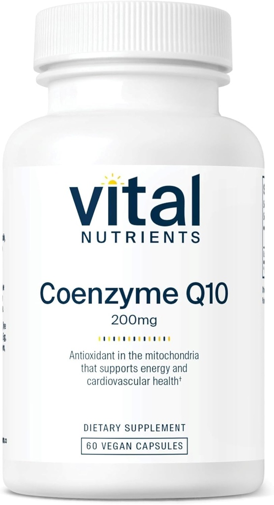 Vital Nährstoffe CoQ10 200mg | Vegan-Ergänzung | Potent Antioxidant von CoEnzyme Q10 zur Unterstützung von Herz-Gesundheits- und Energieniveaus* | Gluten, Dairy und Soy Free | Non-GMO | 60 Kapseln