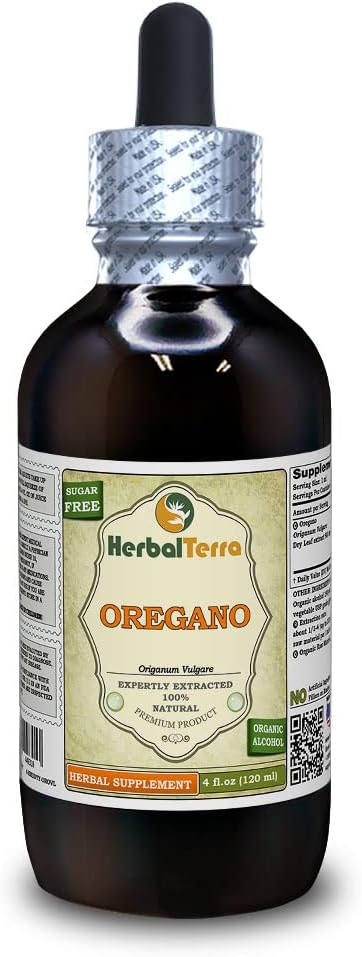 Oregano (Origanum Vulgare) Tinktur, Organic Dried Leaves Liquid Extract (Markenname: HerbalTerra, Proudly Made in USA) 4 fl.oz (120 ml)