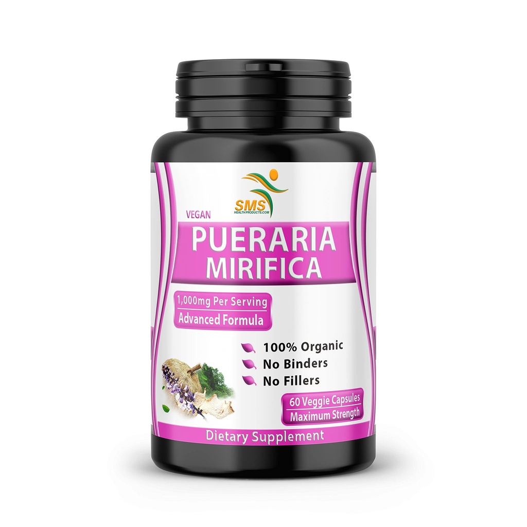 Pure Pueraria Mirifica Supplement 500mg Root-Extrakt-Pulver aus Thailand importiert - Fördert die Gesundheit von Frauen, Bio Natürliche Kräuter, 60 Veggie Kapseln