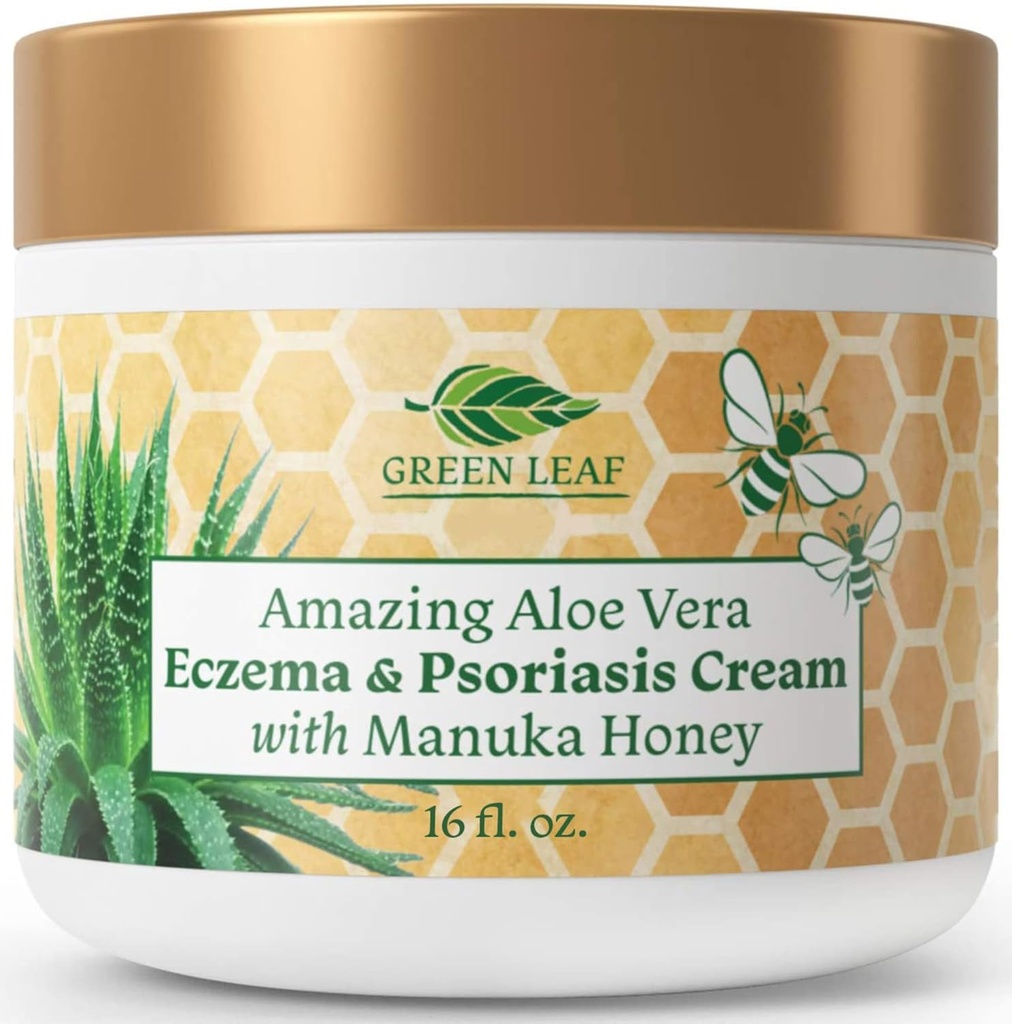 Manuka Honig Eczema Creme Feuchtigkeitsspendende Lotion für Psoriasis Relief - juckend, trockene Haut Rash Salbe -Skin beruhigende Feuchtigkeitscreme Baby Kinder & Erwachsene-hohe Kraft Körper & Gesichtscreme 16oz