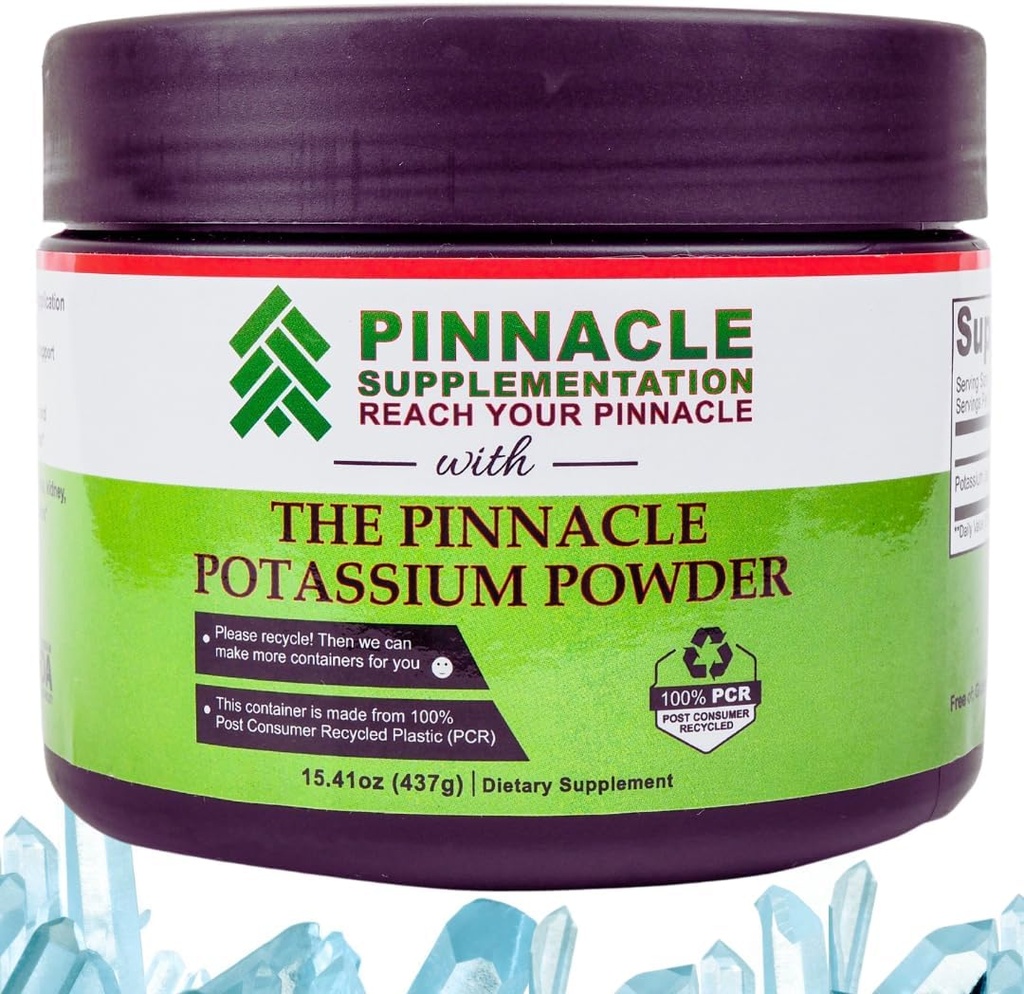 Pinnacle Kalium Citrat Pulver, Kaliumpulver Ergänzung, Mineralergänzung, Keto Elektrolyt Pulver, unterstützt Hydration Balance und Leg Cramps, 100% rein, keine Füllstoffe, keine Additive (437 g)