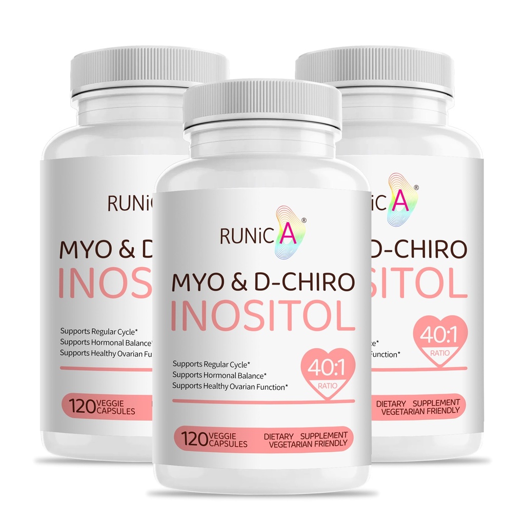Myo-Inositol & D-Chiro Inositol Supplement für Damen - Ideal 40:1 Ratio -Unterstützung Frauen Hormon Balance & Fertilität & Ovarian Gesundheit - Vegan Pulver Kapseln - 90-Tag Versorgung