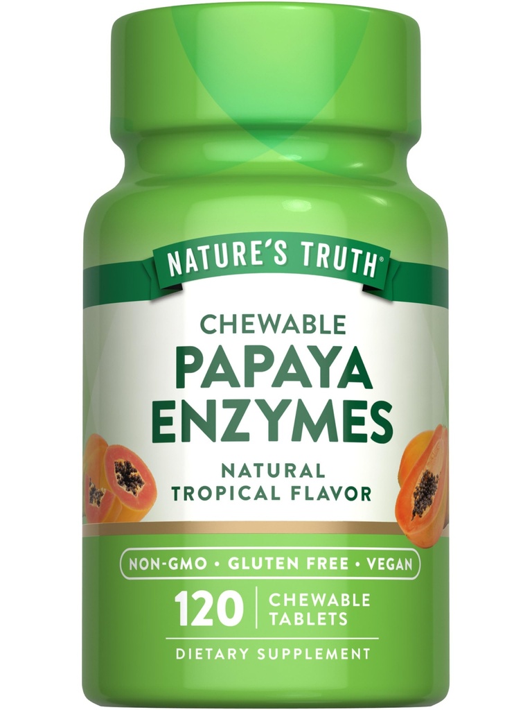 Nature 's Truth Papaya Enzyme Chewable Tablets - 124; 120 Count - 124; Vegan, Non-GMO & Gluten Free Supplement for Digitation - 124; Natural Tropical Flavor