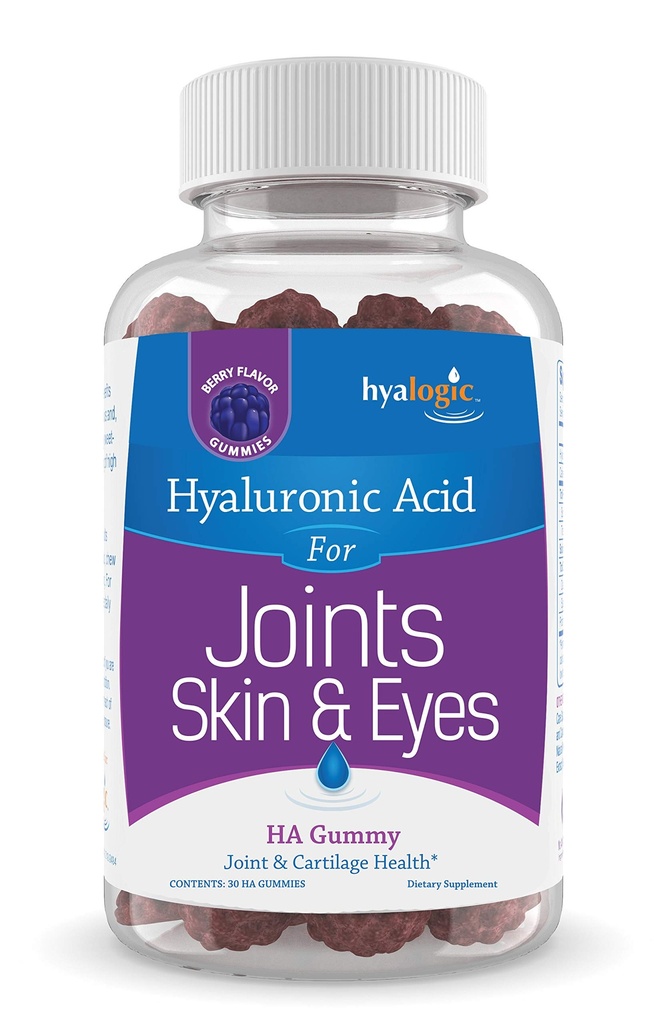 Hyalogic Hyaluronsäure-Gummien Gemischte Beeren Flavor HA Gummis – Glutenfreie Gummy Vitamine für Erwachsene - HA-Ergänzung für Gelenke, Haut und Augen (30 Zähler)