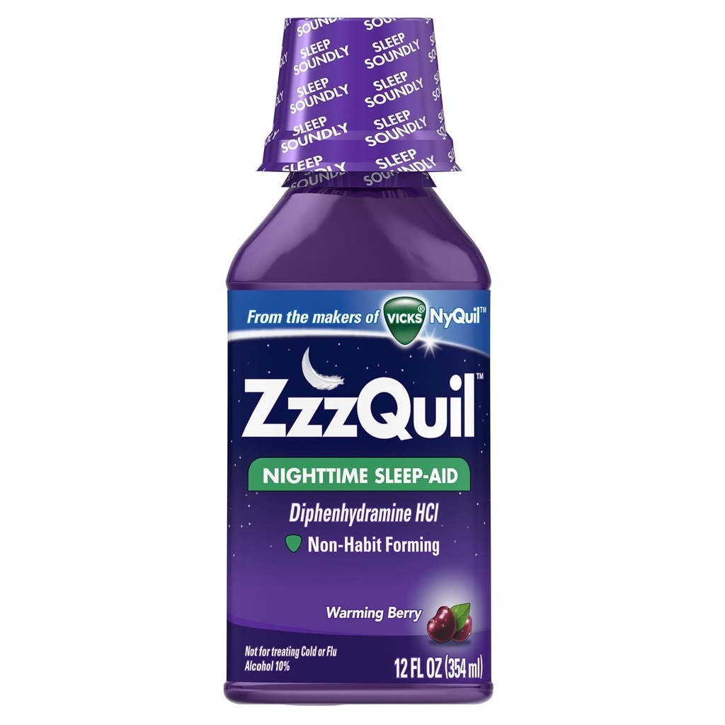 ZzzQuil Éjszakai alvás Folyékony melegítő Berry Flavor 12 Fl Oz