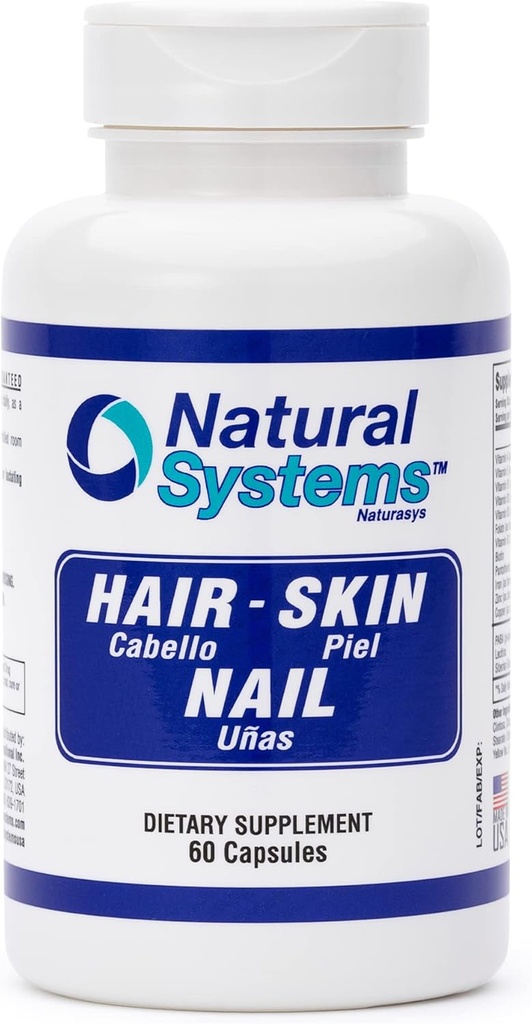Haare Haut und Nägel Vitamine Supplement 60 Kapsel von natürlichen Systemen - Starke Nägel und Haarwachstum Vitamine für Frauen und Männer - Natürliche Biotin Haar Haut und Nägel Vitamin - Hautschutz Vitamine