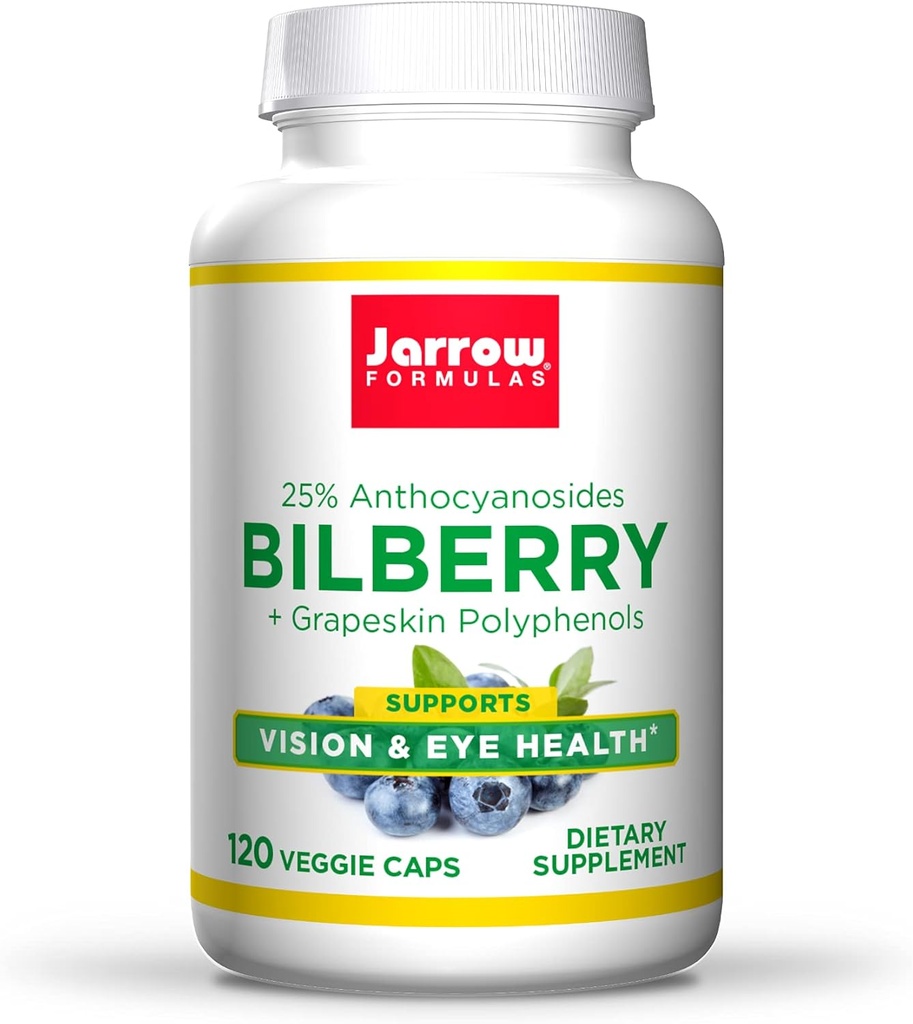 Jarrow Formulas Bilberry + Grapeskin Polyphenole 280 mg - 120 Veggie Caps - Unterstützt Vision & Eye Health - Bis zu 120 Servietten