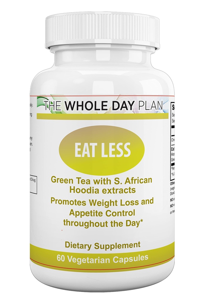 Die WHOLE DAY Plan EAT Weniger - Gewichtsverlust Pillen für Frauen und Männer, die schnell funktioniert - Appetite Suppressant Fettverbrennung Ergänzungen, 60 Kapseln, Made in USA