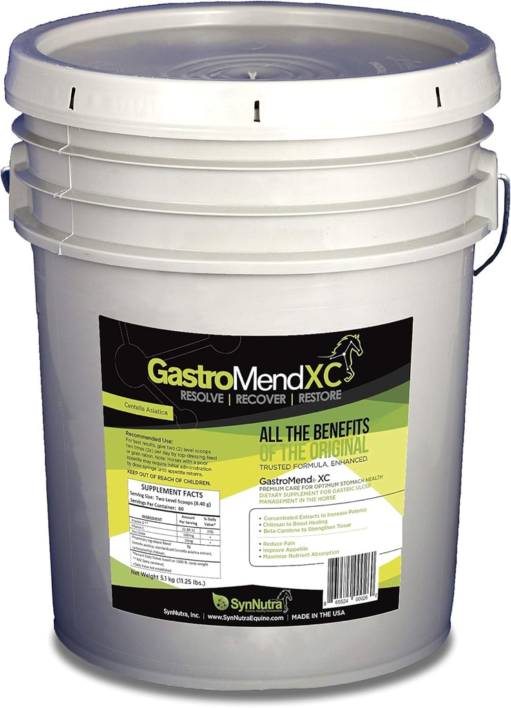 GastroMend XC, 100% natürliche Equine Stomach Gesundheit für Pferde, fördert Heilung & Prävention von Magengeschwüren, hochwirksam, unterstützt Magen-und Hindgut Gesundheit, 600 Servierungen, Made in USA